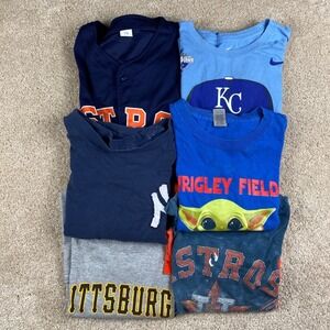 MLB Baseball Shirt Lot Mens Astros Altuve Pirates Clemente Yankees Mantle Royals